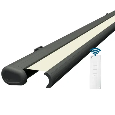 Produktbild von Eclipse Premium elektrische Vollkassettenmarkise Grau 4,5x3 m Tuch: Meeresfarben