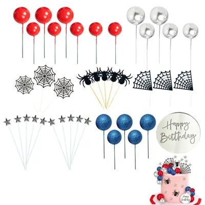 40-teiliges Tortenaufsatz-Set mit Spinnennetz-Cupcake-Toppern