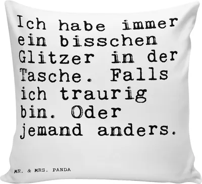 Produktbild von Mr. & Mrs. Panda Dekokissen Ich habe immer ein... - Weiß - Geschenk, Spruch, Couchkissen, Glitzer, Sprüche, kissen bedruckt, Weisheiten Zitate Lustig Weisheit Worte, Deko