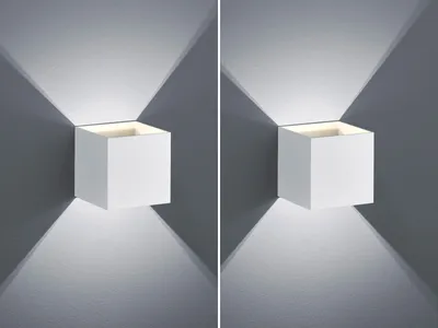 Produktbild von 2 x Kubusförmige LED Wandleuchte in weiß matt 10 x 10 x 10cm Wandspot Würfelform