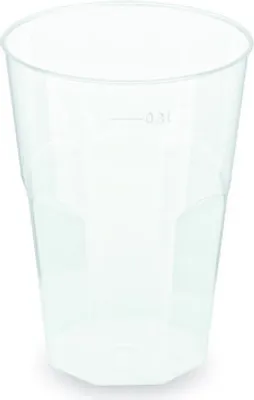 Produktbild von 60x Mehrwegbecher Cocktail transparent PP Eichstrich 0,3 l  Ø 8 cm
