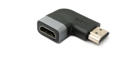 Produktbild von SYSTEM-S HDMI Adapter 4K Standard Stecker zu Buchse Winkel Kabel in Grau