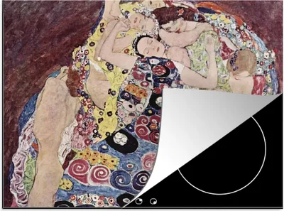 Produktbild von KitchenYeah© Herdabdeckplatte Die Jungfrau - Gustav Klimt , 70x52cm, Küche Deko, Glaskeramikkochfeld Herdabdeckung, Abdeckplatte fùr Kochfeld