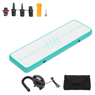 Produktbild von Air Matte Track, 400cm Tumbling Luft Matte/Kohlefaser/Pfadstil mit Luftpumpe, 10cm Hoch Tumbling Matte, Aufblasbar Gymnastikmatte fš¹r Training/Tumbling/Yoga/Outdoor/Fitness