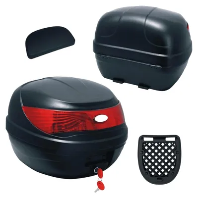 Produktbild von Motorradkoffer mit Rückenlehne und Helmkoffer 35 Liter Topcase für Roller, Motorräder und Quads