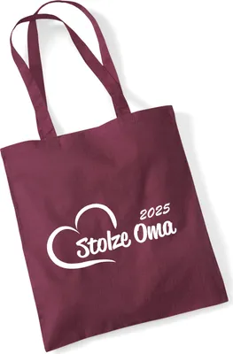 Produktbild von Huuraa Jutebeutel Stolze Oma 2025 Herz 10 Liter Burgundy Baumwolle Tasche Geschenkidee