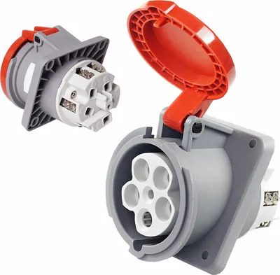 Produktbild von CEE Einbausteckdose schräge 63A 5-polig 400V IP44 Starkstrom