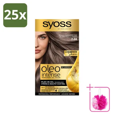 Obrázok produktu pre 25 ks SYOSS Oleo Intense 7-56 Mokka tmavohnedý odtieň vlasovej farby bez amoniaku – balenie s výhodnou cenou – 25 kusov
