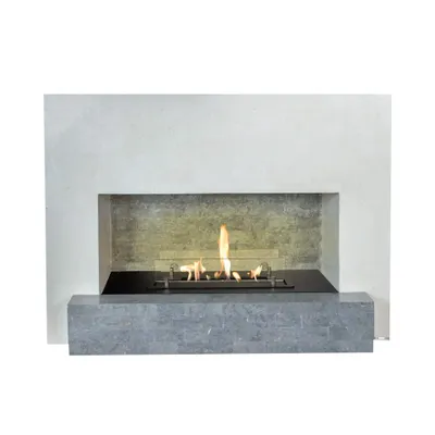 Image de Xaralyn cheminée à éthanol - Santos B - blanc pierre naturelle - 3 KW chauffage - vraies flammes - cheminée encastrable incluse - cheminée décorative