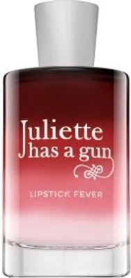 A perfume bottle with a gradient of red to pink.