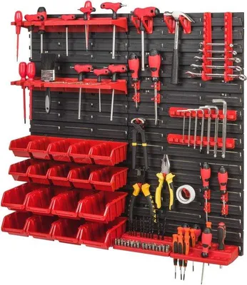 Image de Étagère murale pour atelier et garage avec porte-outils et bacs empilables