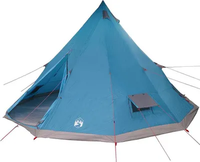 Image de Tente tipi vidaXL avec toit et espace de rangement, bleue, 560 x 560 x 300 cm, en taffetas