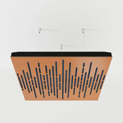 Productafbeelding van Set van 4 akoestische plafondpanelen WAVE, 50x50x5 cm, kersenhout/blauw