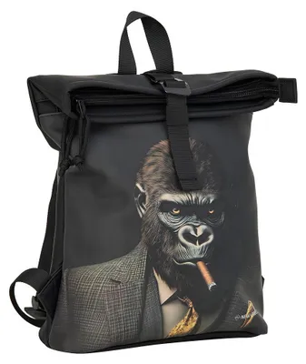 Produktbild von New Rebels Rolltop Cityrucksack Los Angeles – Stylischer Rolltop Rucksack mit Gorilla-Design, Wasserabweisend & Praktisch