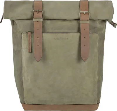 Produktbild von Ruitertassen Roll-Rucksack Rolltop DaypackDamen Herren Leder Business Reise Fahrrad khaki oliv mit ranger Lederbesatz 754054