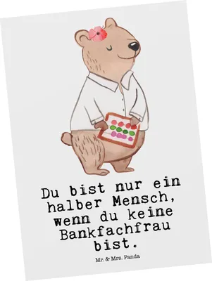 Produktbild von Mr. & Mrs. Panda Grußkarte Bankfachfrau Herz - Weiß - Geschenk, Beruf, Fotokarte, Bankangestellte, Ansichtskarten, Postkarten, Witzig, Lustig, Postkarte, Spruch