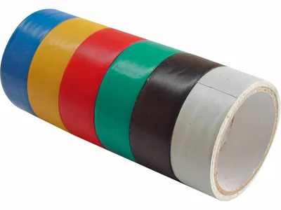Zdjęcie produktu dla Taśmy izolacyjne PVC, zestaw 6 sztuk, 19 mm x 18 m (3 m x 6 sztuk), grubość 0,13 mm, 6 kolorów
