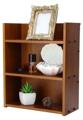 Productafbeelding van Omgoods - Wandgemonteerde Houten Display Plank met 3 Niveaus