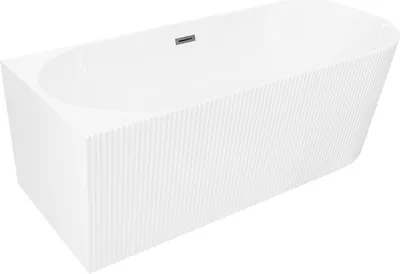 Produktbild von Mexen Silo freistehende Eckbadewanne links geriffelt 170 x 80 cm, weiß, Überlauf gun gray gebürstet - 52891708000L-66