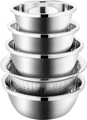 Immagine prodotto di Set di ciotole in acciaio inox - 5 pezzi - lavabili in lavastoviglie - 2QT-4QT