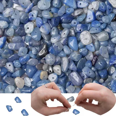 Produktbild von Blauer Aventurin Perlen 400 Stk. 5-8mm DIY Schmuck Craft 2 Stränge