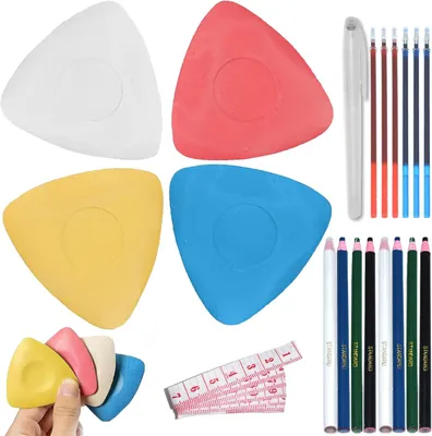 Imagen del producto de Kit de tiza para costura, de 20 piezas, triangular, soluble en agua, ideal para costura y acolchado