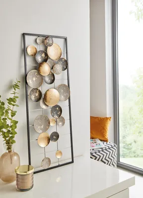 Produktbild von Metall Wandbild Kreise" schwarz / gold im Shabby Look, Wandschmuck"