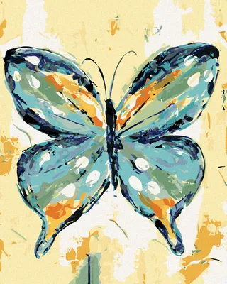 Produktbild von Zuty - Malen nach Zahlen - BLAU-ORANGENER SCHMETTERLING (HALEY BUSCH), 40x50 cm, ohne Keilrahmen