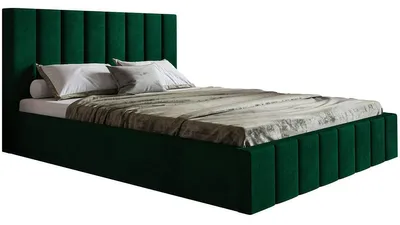 Produktbild von Polsterbett 200x200 Moris - Schlafzimmer, Bettkasten, Metall-Lattenrost - Modern Doppelbett, Grün