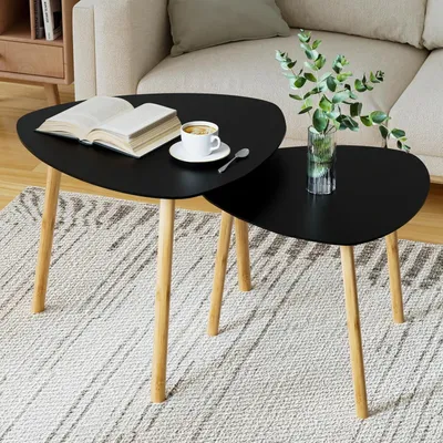 Produktbild von Exabang Couchtisch 2er Set Moderne Beistelltische Schwarz