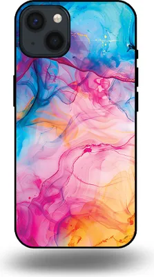 Productafbeelding van Smartphonica Telefoonhoesje, geschikt voor:iPhone 13 met regenboogacrylmotief - TPU achterkant, hoesje met regenboogacrylmarmermotief