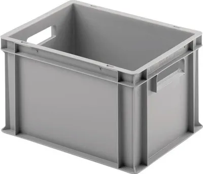 Immagine prodotto di Contenitore impilabile per il trasporto L400xL300xH235mm senza coperchio grigio chiaro PP maniglie aperte