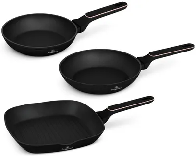 Produktbild von BerlingerHaus Bratpfannenset Schwarz Roségold 3-Teilig - ø 20, 24 & 28 cm - geeignet für alle Wärmequellen - Standard Antihaftbeschichtung