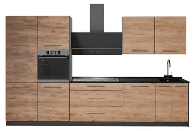 Produktbild von Küchenzeile Vicco Fame-Line Goldkraft Eiche/Anthrazit 340 cm ohne Arbeitsplatte, Model 64563