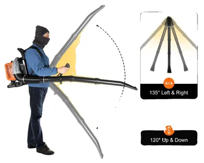 Obrázek produktu pro Zádový foukač listí, výkon 2,7 kW, zdvihový objem 63 cm³, palivová nádrž 1,8 l, hlučnost 101 dB(A), průtok vzduchu 0,3 m³/s