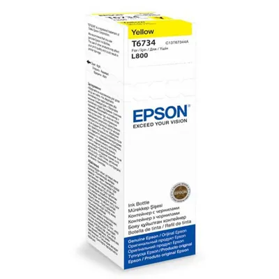 Obrázok produktu pre Epson T6734 Yellow ink bottle 70ml, Originál, Žltá, Epson L800, Štandardná výťažnosť, Atramentová tlač, Indonézia
