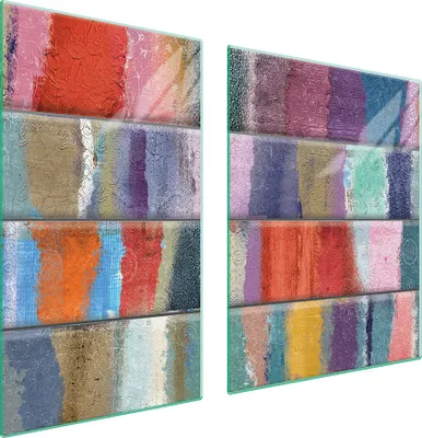 Immagine prodotto di Piastre copri fornelli 2 pezzi 100x52 Copri piano cottura in Vetroceramica tagliere in vetro color legno