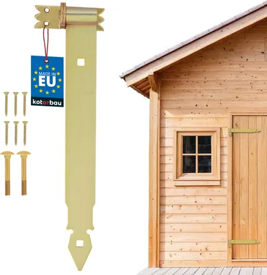 Produktbild von KOTARBAU® Ladenband Gold 400 mm Kreuzgehänge Verzinkter Stahl Türband Holztür Band Fensterladen Holz Tor Scharniere Schwerlast Torband Winkelband Türscharniere Ladenband mit Kloben Set