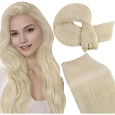 Obrázek produktu pro Příčesy z pravých vlasů, barva blond, značka Remy, délka 35 cm, hmotnost 80 g, barva světle blond
