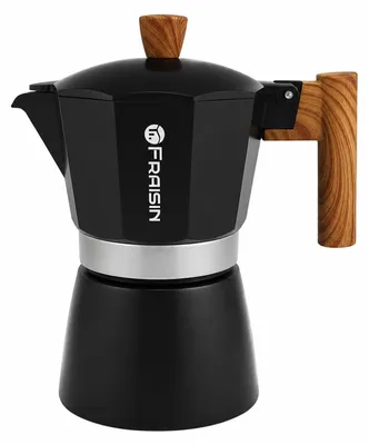 Espressokocher Moka Pot, 3 Tassen, Aluminium, Schwarz