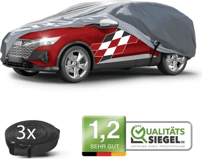 Produktbild von WALSER Premium Abdeckplane Auto All Weather Plus Qualitätssieger *, Abdeckplane wasserdicht, Auto Abdeckplane, Autoplane UV-beständig, Autoabdeckung Outdoor, Abdeckung SUV/VAN Größe 9 grau
