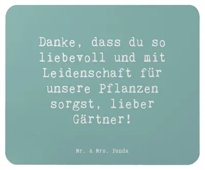 Produktbild von Mr. & Mrs. Panda Mauspad Spruch Lieber Gärtner - Meeresbrise - Geschenk, danke, Bedanken, Anerkennung, Aufmerksamkeit, mausteppich, mousematte, Naturverbundenheit, laptop
