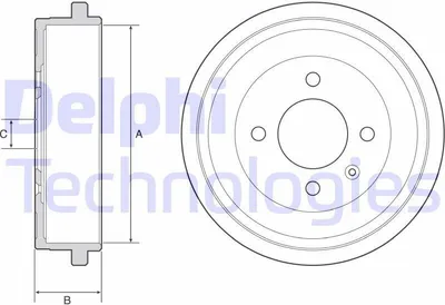 Produktbild von 2x DELPHI Bremstrommel BF549 für VW up! Schrägheck (121 122 BL1 BL2)