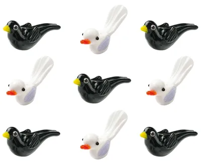 Produktbild von Omgoods – Set mit 10 handgefertigten Lampwork-Vogelperlen für Schmuck