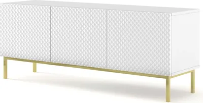 Produktbild von FURNLUX Fernsehtisch Ravenna C Weiss Und Glänzend Weiss Und Gold 150cm / Hauptfarbe: Weiß / Abmessungen: 150 x 58 x 42 cm