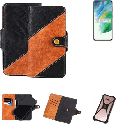 Produktbild von K-S-Trade Handyhülle Schutzhülle Bookstyle Case Wallet-Case kompatibel mit Samsung Galaxy S21 FE Exynos Handy Cover Bumper Klapphülle schwarz