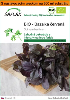 Obrázok produktu pre SAFLAX Garden in the bag - BIO - Bazalka červená - Ocimum basilicum - 400 Semená - S pestovateľským substrátom v praktickom samostaviteľnom vrecku
