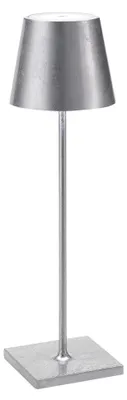 Immagine prodotto di Lampada a led da tavolo Poldina Pro Foglia Argento ricaricabile e dimmerabile con batteria fino a 12 ore