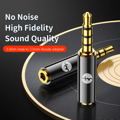Produktbild von YHEMI Audio-Adapter 3,5 mm (männlich) Mikroklinke auf 2,5 mm Miniklinke (weiblich) Adapter schwarz