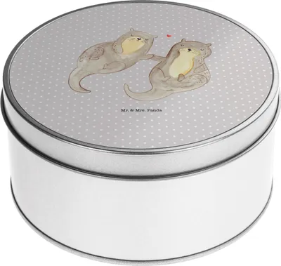Produktbild von Mr. & Mrs. Panda zuckerdose Otter Hände halten - Grau Pastell - Geschenk, keksdosen, Vorratsbehälter, Dose, Seeotter, Händchen, Keksdose, glücklich, Liebe, Vorratsdosen